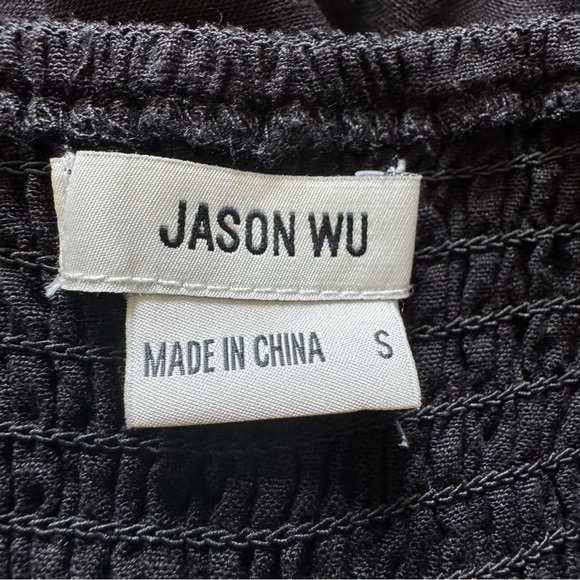 Jason Wu Black Linen Cut Out wooden Bead Strap  Midi Dress size Small - Picture 9 of 11